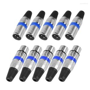 Acessórios de iluminação 5 pares 3 pinos XLR conectores masculino e feminino Microfone Miclet Cable Plug Connector Audio Socket 10 pacote