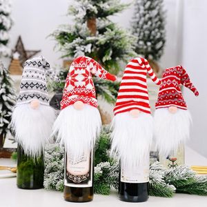 Decorazione per feste bottiglie di vino natalizio set di bambole senza volto Coperchio di stoffa di neve per le forniture decorazioni per la casa 2022