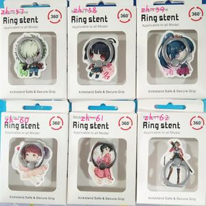 Mobiltelefontillbehör Creative Ring Mounts Holder Acrylic Finger Ring Buckle Bracket Demon Slayer Kimetsu No Yaiba Kamado Japan Anime för iPhone 7 Plus Samsung