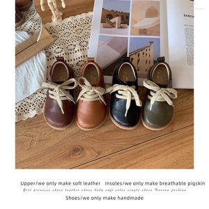 Scarpe piatte Bambini Stile retrò britannico Vera pelle Ragazzi Primavera Casual Scuola Ragazze Morbida suola muscolare di mucca fatta a mano