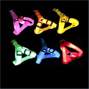 Dog Collars Leashes Nylon Dog Puppy Comfort Harness Led Light Flashing Pet Harnesses Strap Vest Collar Glowing Pets Leashes Withou Dhsfj