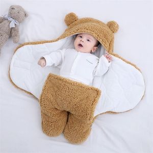 담요 Swaddling 부드러운 태어난 아기 랩 슬리핑 침낭 봉투 100%면 두껍게 아기를위한 고치 0-9 개월 221018