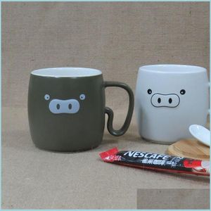 Mugs Cartoon Pig Ceramic Practical Cup Matte Light Coffee Mugs Lovers Gift Originality Tumbler Lovely Valentines Day Student 6 1Tnb1 Dhfih