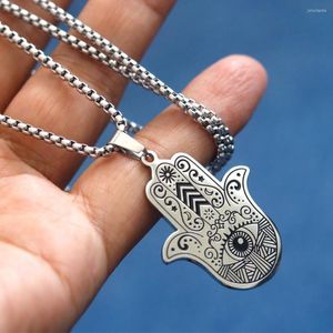 Colares pendentes estilo boho aço inoxidável Fatima Hand Eyismans Colar para homens Hasma amulet presente de natal presente