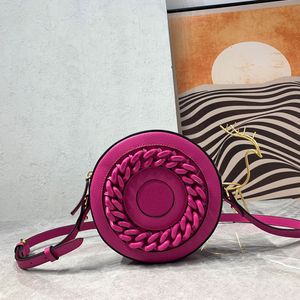 Bolsa Transversal Circular Moda Bolsas de Ombro Moda Cadeia de Metal Decore Bolsas Femininas Bolsa Fecho de Zíper Bolso para Celular Couro Granular Carteiras Corpo Cruzadas