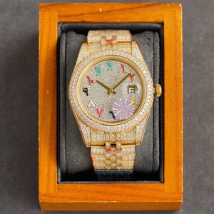 MoissaniteWristwatches 클래식 다이아몬드 시계 남성 시계 자동 기계식 손목 시계 41mm 수지 방수 방해 다이아몬드-스트랩 Montre de Luxe2023