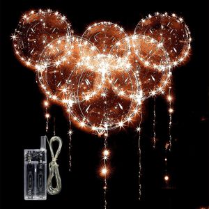 Party Decoration Party Decoration Led Bobo Balloons Transparent Light Up Helium Style Glow Bubble With String Lights For Birthday Wed DHW6C