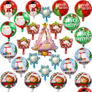 Decorazione per feste Decorazione per feste Palloncini in lamina di Natale Albero di Natale da 18 pollici Scatola regalo pupazzo di neve Babbo Natale Decorazioni in mylar fiocco di neve Balloo Dhppl