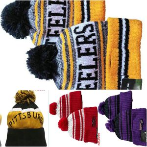 Pittsburgh Beanie Çukur Beanies Kuzey Amerika Futbol Takımı Yan Yama Kış Yün Spor Örgü Şapkas Kapları A6