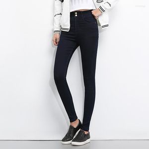 Kvinnors jeans Kvinnors 2022 Women Pencil Pants High midje Streetwear Denim Skinny Elastic Plus Size 3XL 4XL 5XL Svartbyxor Kvinna