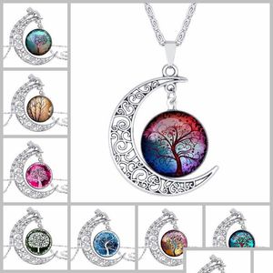 Pendant Necklaces Tree Of Life Necklaces Moon Gemstone Women Pendant Hollow Carved 8 Mix Jewelry Drop Delivery 2022 Pendants Dhj1Q