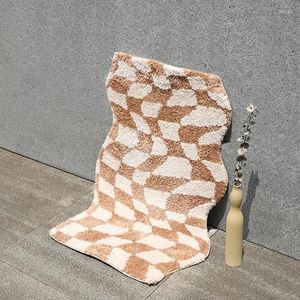 Mattor fluffiga rutor badmat chic v￥g badrum matta badkar sidmattan ing￥ng golvmatta anti slip fot dyn estetisk heminredning