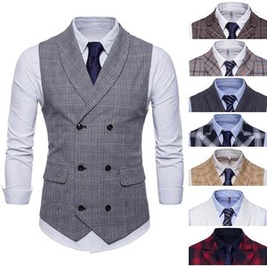 Men's Vests 2022 Tweed Suit Men Vest Plaid Sleeveless Jacket For Waistcoat Vintage Men's With Lapel Gilet Homme Costume