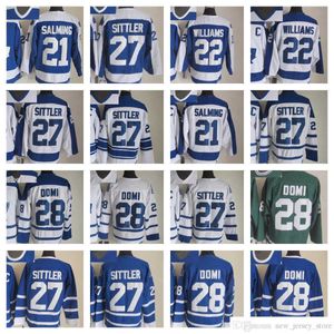 فيلم CCM Vintage Hockey Jerseys 22 tiger Williams 21 Borje Salming 27 Darryl Sittler 28 Tie Domi Stitched Jersey