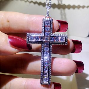 Pendant Necklaces Tennis Cross Tibetan Silver Necklace For Women Men Party Cz Stone Wedding Jewelry Gift