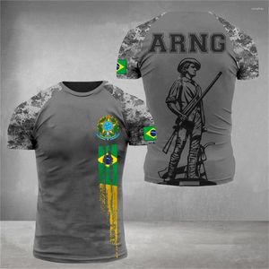 Herr t-skjortor 2022 brasilianska mäns t-shirt soldat veteraner flagga 3d tryck hög kvalitet avslappnad sommarbesättning hals wom