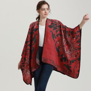 Lenços retro lenço mulheres pashmina luxo cashmere de cashmere de dupla face manta manta fêmea shawls grossa poncho em 2023