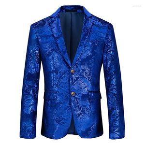 Men's Suits Boutique Fashion Gold Blazer 2022 Bronzing Mens Slim Fit Suit Jacket Men Wedding Nightclub Stage Party Dress Plus Size