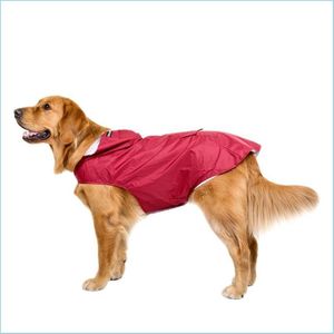 犬のアパレルペット犬レインコートハウンドウォータープルーフアパレルビッグドッググリッドソリッドカラーフード服アクセサリーペットレインアウトドアスポーツDRO DHVLA