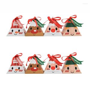 Geschenkomschakeling 10 stcs Triangle Christmas Paper Box Santa Claus Cookies Candy Packaging Boxes feest gunsten Xmas Year Navidad Decoratie