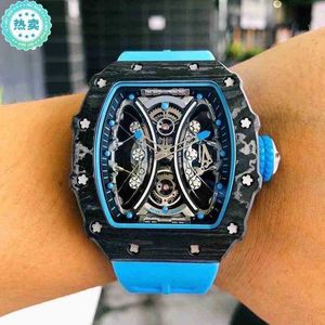 Business leisure rm53-01 automatic mechanical black carbon fiber tape luminous r watch male