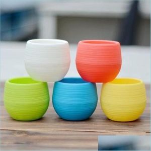 Çiziciler Tencereler 7x7cm Mini Saksılar Yuvarlak Plastik Sarmal Flowent Flowerpot Sızıntı Su Deliği Tasarım Flowerpots Bahçe Ev Masaüstü D DHERG