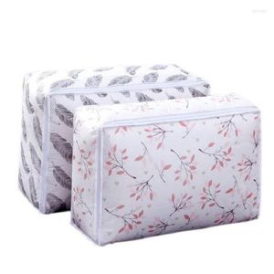 Clothing Storage & Wardrobe Flower Printing Quilt Bag Dust-Proof Organizer Large Capacity Transparent Pillow Sweater Container 3 Sizes