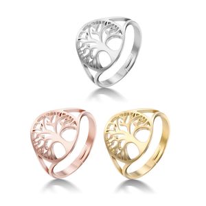 Acess￳rios de moda Life Tree Metal Ring Anel de abertura ajust￡vel Decorar