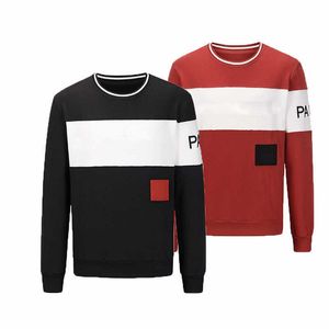 22ss erkek moda sweatshirts mürettebat boyun siyah ve kırmızı düz renk tarzı yüksek kaliteli tasarım sweatshirt çift üstleri