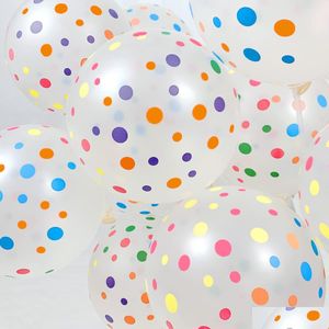 Party-Dekoration, Party-Dekoration, gepunktete Luftballons, bunt, 30,5 cm, Regenbogenfarben, transparentes Latex mit Mticolor-Punkten, für Kinder, Frauen, Männer, Geburtstag, Dhivx