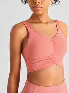 Yoga-Outfit CHRLEISURE Falten Sport-BH mit Brustpolster Laufen nackt Gefühl stoßfeste Unterwäsche weibliche rückenfreie Crop Top