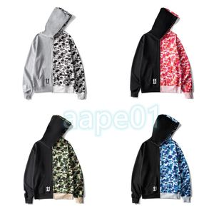 Designer Men Womens Spell Color Hoodies Casual Camouflage Hooded Sweater Couples Streetwear Zipper Sweatshirts Asian Size M-3XL