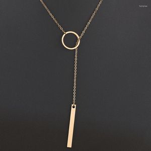 Ketten Quadrat Bar Edelstahl Halsketten Für Frauen Koreanische Anhänger Gold Choker Halskette Frau Mode Schmuck