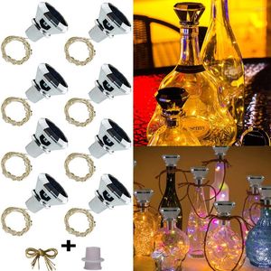 Strängar 2m 20 lysdioder Copper Wire Fairy Garland String Lights Solar Wine Bottle Cork som används för Xmas Wedding Party Art Decor Lamp