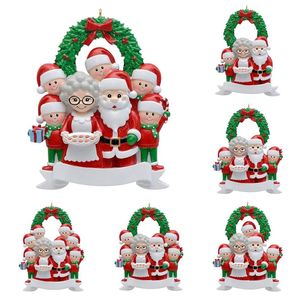 DIY Christmas Family Decorations Tree Pinging of 2-8 Heads Nome e B￪n￧￣o pendurados de Natal com cord￣o