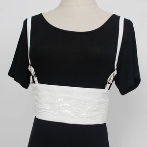 Paski projekt wiosenny letni kamizelka mody kamizelka talia okładka kobiet szeroka dekoracja długa koszula pasek czarny pasek biały