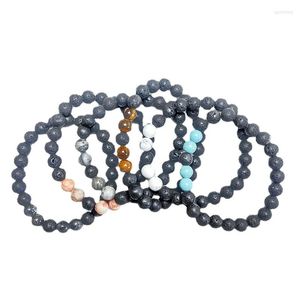 Strand vulkanisk stenarmband f￶r m￤n lava tr￤ 8mm p￤rlor tibetanska buddha handledskedja kvinnor smycken g￥va armband