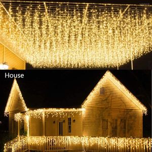 ストリングスアウトドアクリスマスデコレーション10m-40m LEDガーランドカーテンライトフェストゥーンホームハウスイーブガーデン飾りの年ウェディングパーティー