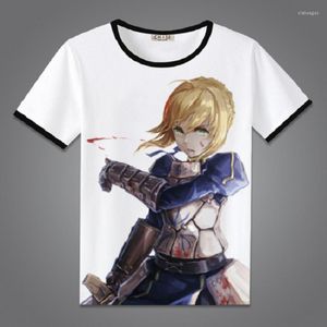 Herr t-skjortor anime öde noll fgo sabel bomull t-shirt tee shirt topp