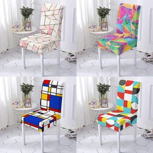 Chair Covers Colorful Patchwork Printed Dining Cover High Back Anti-dirty Slipcover Seat Protector Home El Decoration