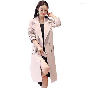 Women's Trench Coats Autumn Casual Long Sleeve Double Breasted Fashion Turn-down Collar Medium And Section Women