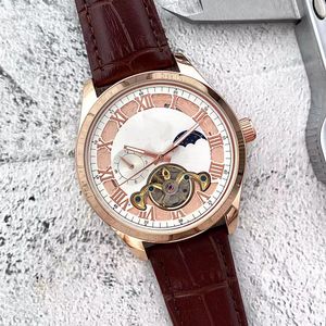 2022 Nuovi orologi da uomo di lusso Volano grande Orologio meccanico automatico a quattro punti Orologio di design Top brand Fase lunare Cinturino in vera pelle