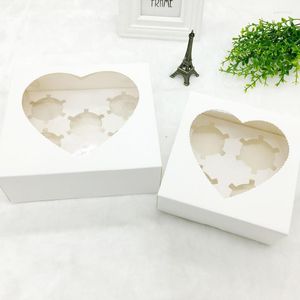 Gift Wrap 200 X 4 Cavity 6 Hexagon Heart White & Brown Cupcake Boxes No Need To Fold Mousse Cup Egg Tart Box Wrapper