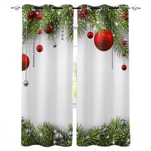 Cortina árvore de natal bola vermelha bola de luxo europeu cortinas para o festival de sala de estar com cortinas de quarto painéis