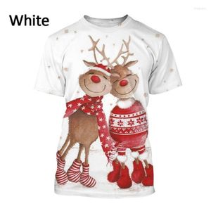 Men's T Shirts 2022 3D Shirt Cute Elk Holiday Men's Animal Reindeer Sleigh Harajuku Streetwear Casual Short-sleeved