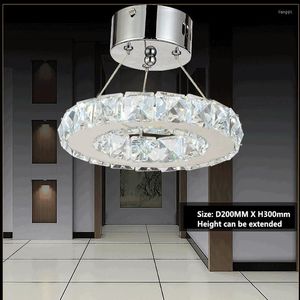 Chandeliers 9W LED K9 Crystal Chandelier Stainless Steel Ring Lamp Fixture Modern Circle Light Diameter 200MM