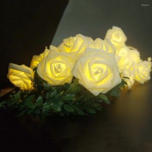 Strings 6M 40Led Holiday Rose Floral Led String Lights Operated By Battery Event Wedding Party Decoration Vase Light Decor.