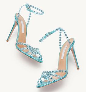 Perfect Women Tequila Sandals Shoes Strappy Crystal embellishment Leather High Heels Sexy Party Wedding Lady Gladiator Sandalias EU35-43