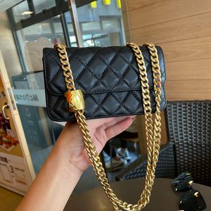 22F/W WOMENS 3IN1 Midja Bust Underwarm Lambskin Bags Classic Quilted Real Leather Multi Pochette Outdoor Sport Cuban Link Gold Metal Crush P￤rlor Purse 17x4.5x11cm