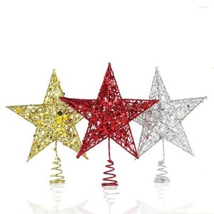 Christmas Decorations 15/20cm Tree Topper Star For Home Xmas Gold Red Sliver Glitter Iron Year 2023